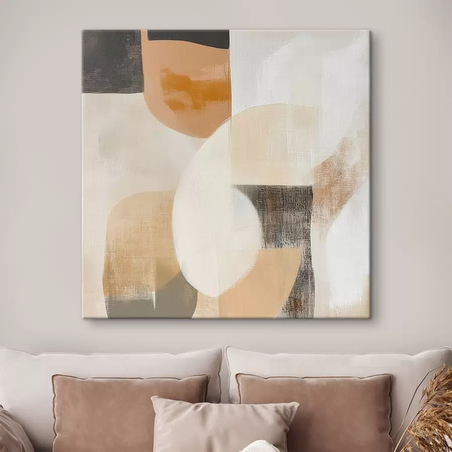 Tablouri Afiș de artă contemporană cu figuri geometrice simple în nuanțe calde s48894