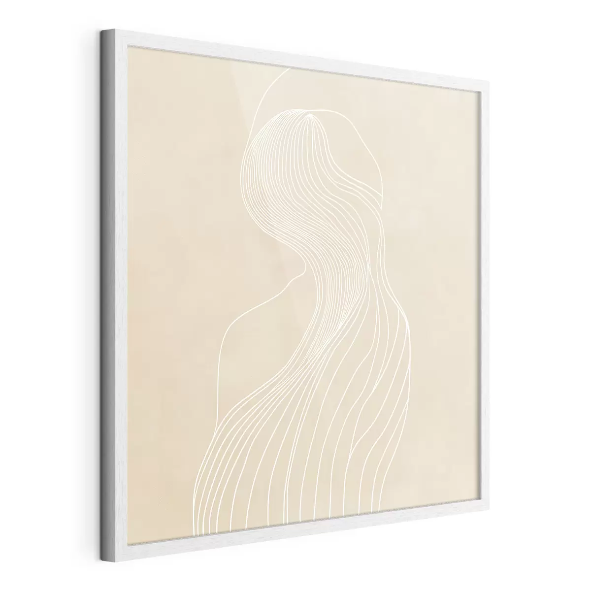 Poster Siluetă feminină abstractă, conturată cu linii albe, în stil minimalist f48875