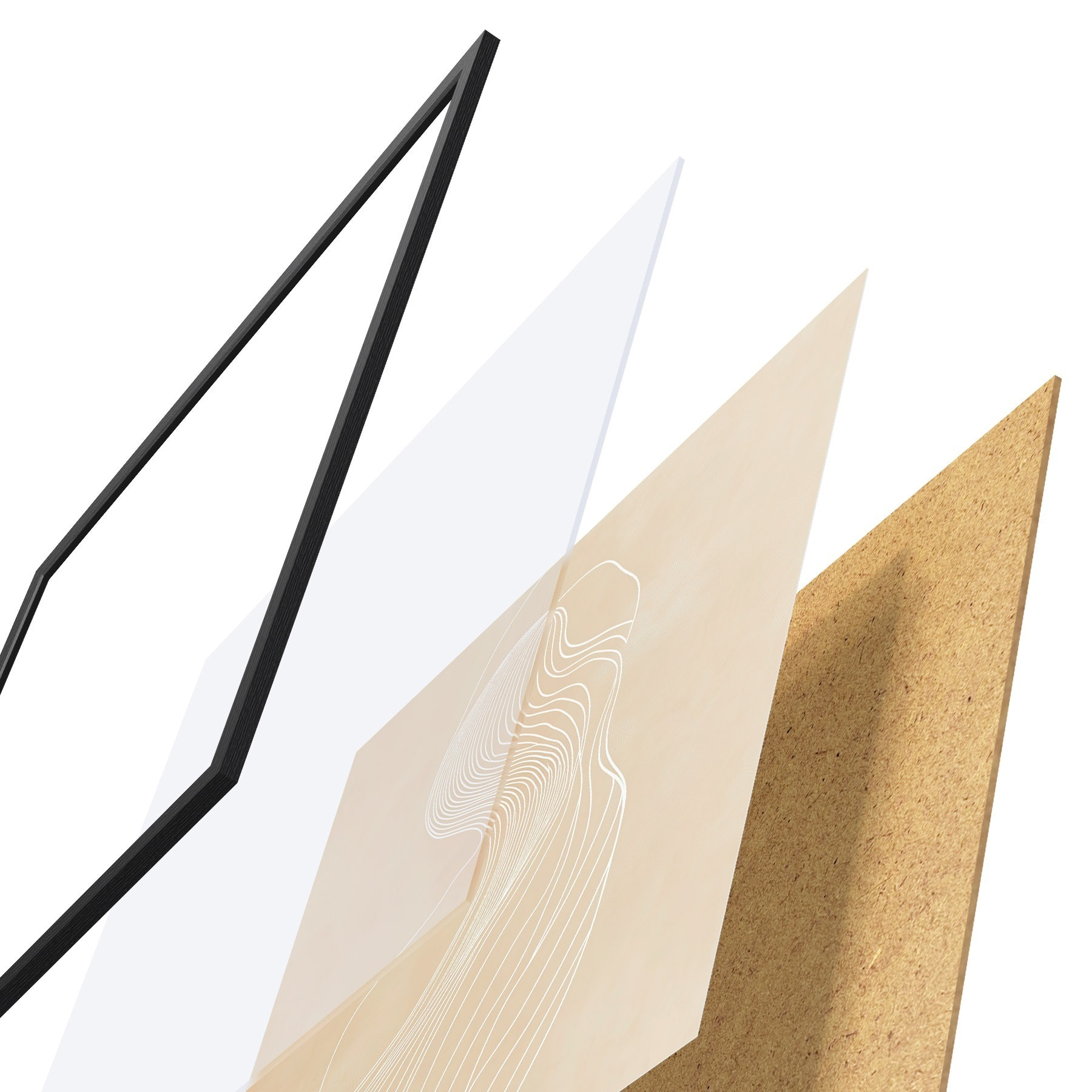 Poster Siluetă feminină abstractă, conturată cu linii albe, în stil minimalist f48875