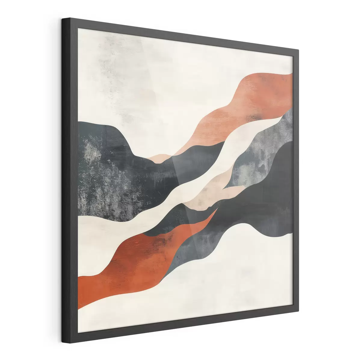 Poster Peisaj abstract ondulat, într-o paletă cromatică contrastantă de teracotă și albastru închis f48881