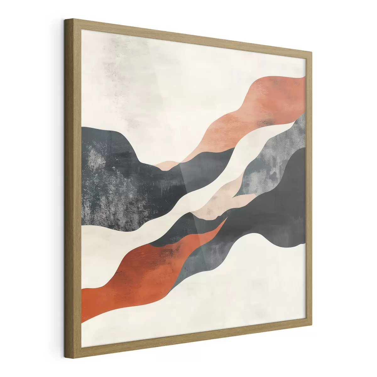 Poster Peisaj abstract ondulat, într-o paletă cromatică contrastantă de teracotă și albastru închis f48881