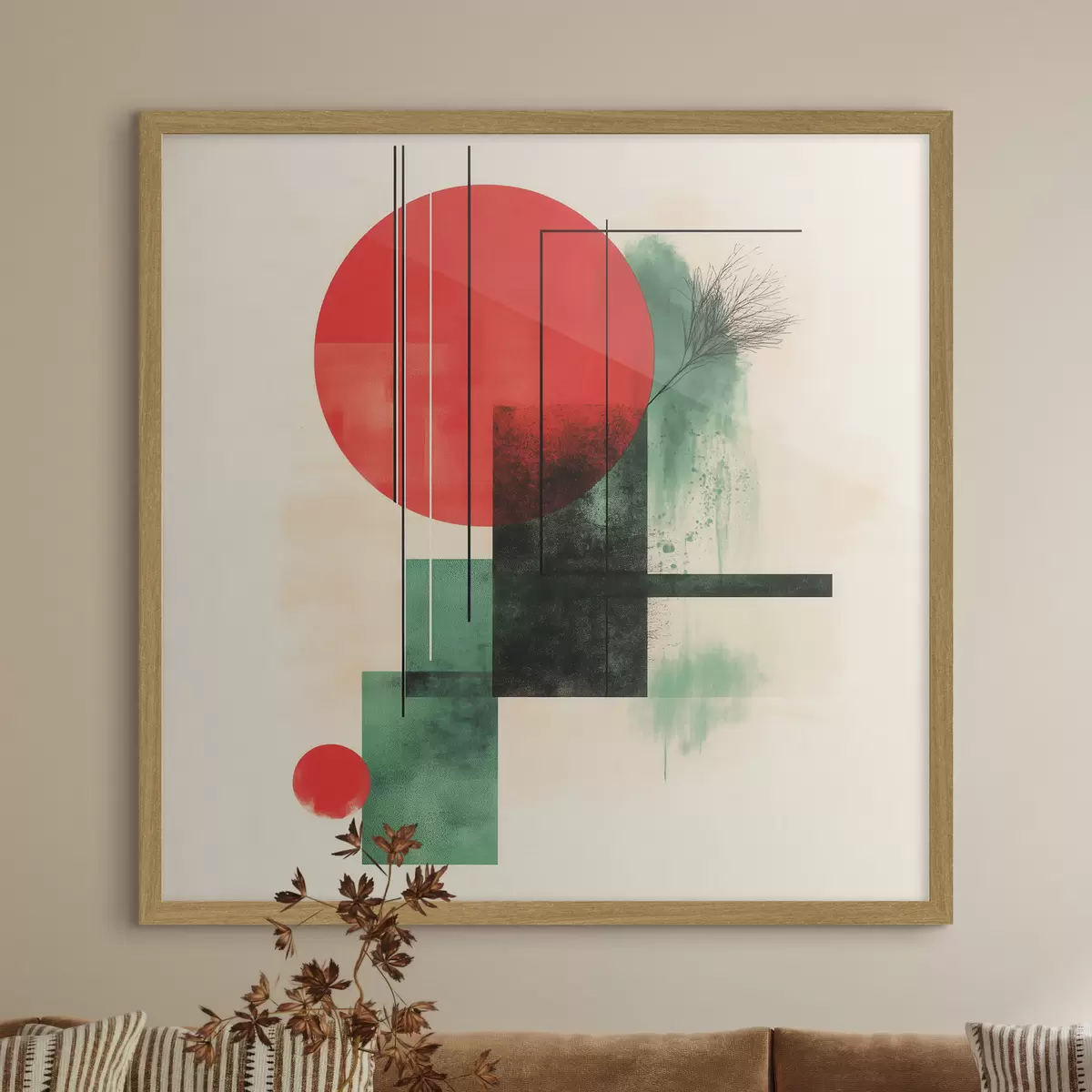 Poster Compoziție artistică contemporană cu linii grafice și elemente texturate f48887