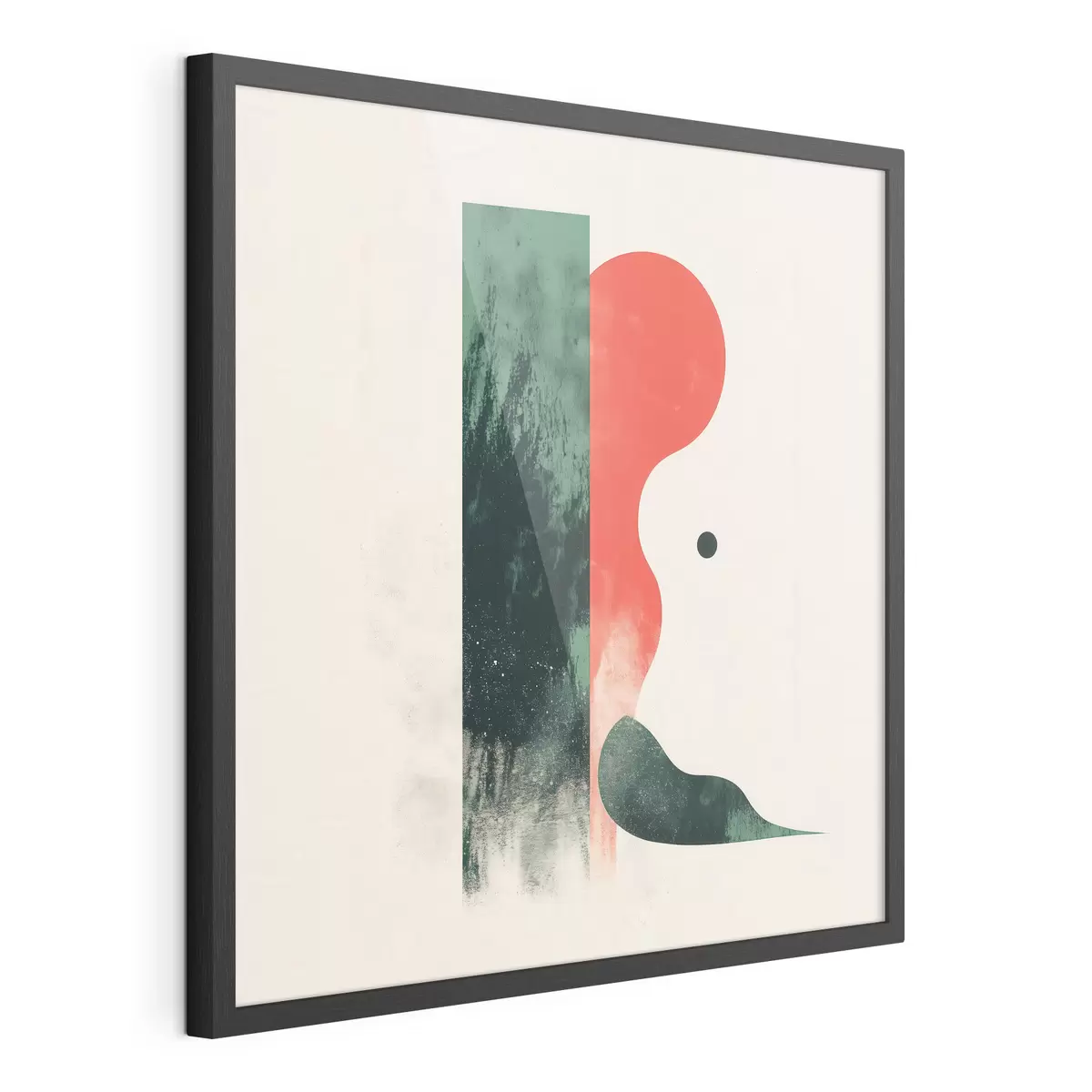 Poster Compoziție geometrică contemporană cu forme abstracte în roșu și verde f48888