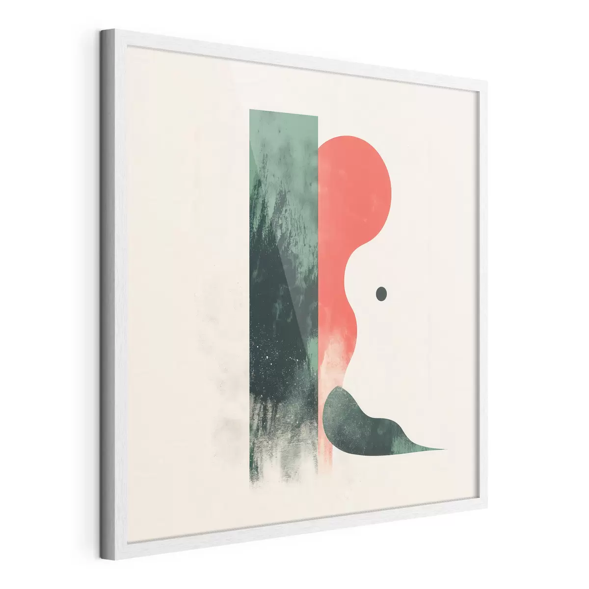 Poster Compoziție geometrică contemporană cu forme abstracte în roșu și verde f48888