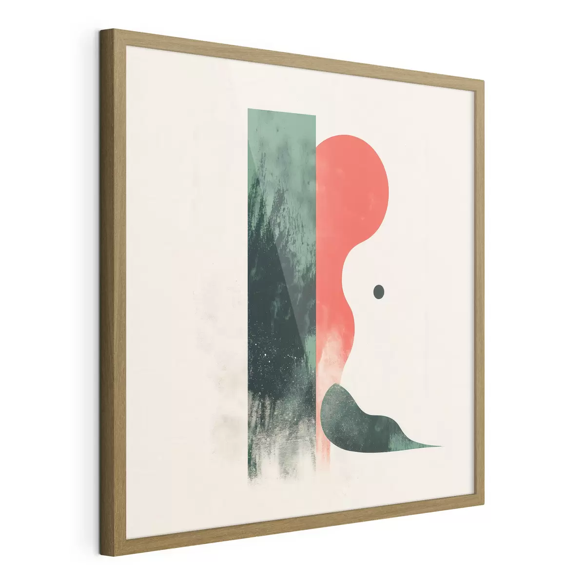 Poster Compoziție geometrică contemporană cu forme abstracte în roșu și verde f48888