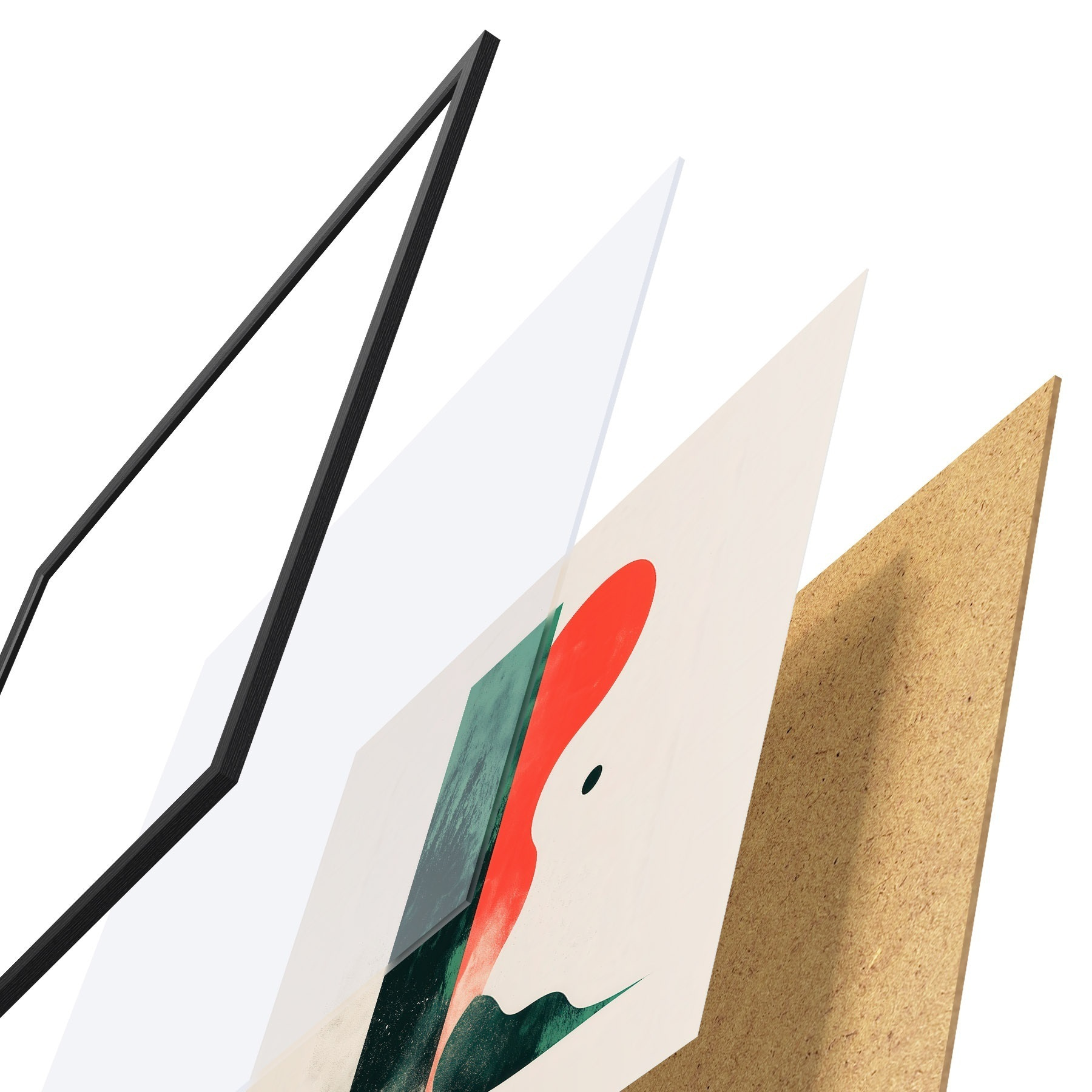 Poster Compoziție geometrică contemporană cu forme abstracte în roșu și verde f48888