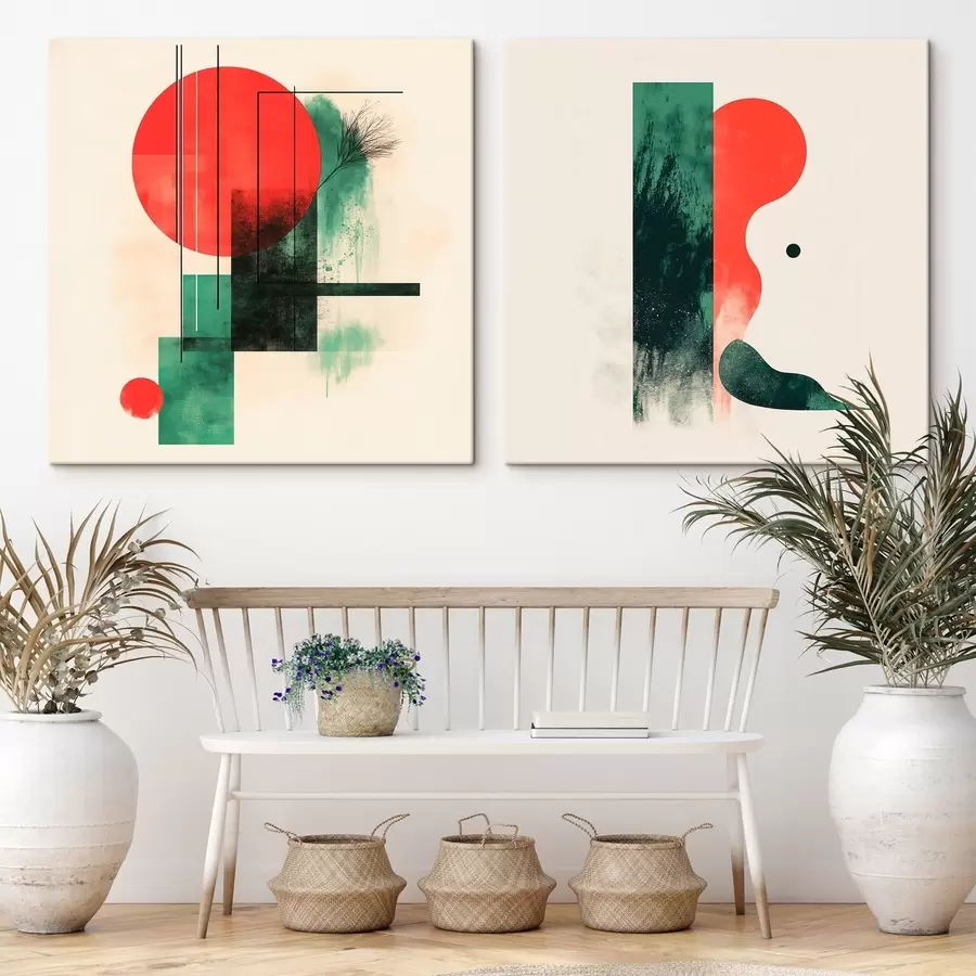 fototapet Un stil interior contemporan abstract, cu accente grafice și motive florale m30370