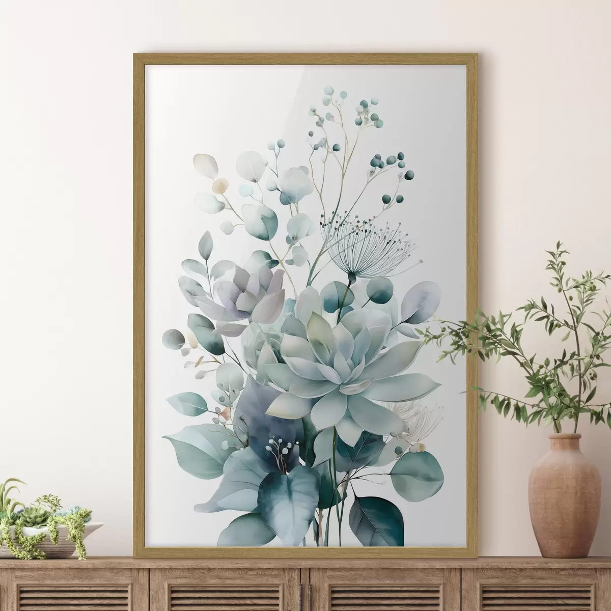 Poster Plante suculente și alte plante, în stil acuarelă f49427