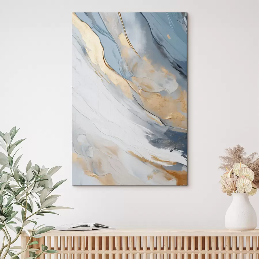 Tablouri Efect pictural abstract cu linii fluide de culoare albastră, artă texturată s49475