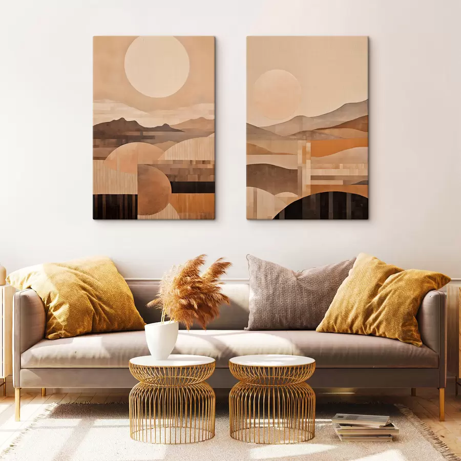 Tablouri O compoziție geometrică abstractă cu cercuri, dreptunghiuri și linii verticale m30578