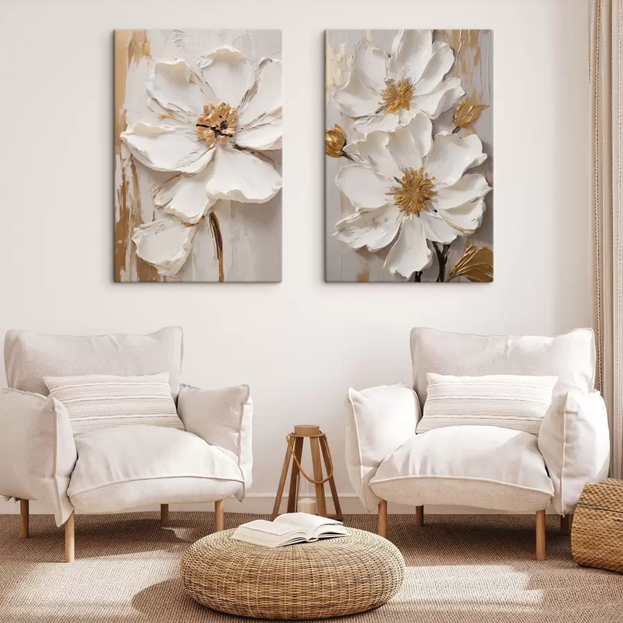 Tablouri Un peisaj minimalist cu forme geometrice, munți în nuanțe de sepia m30579