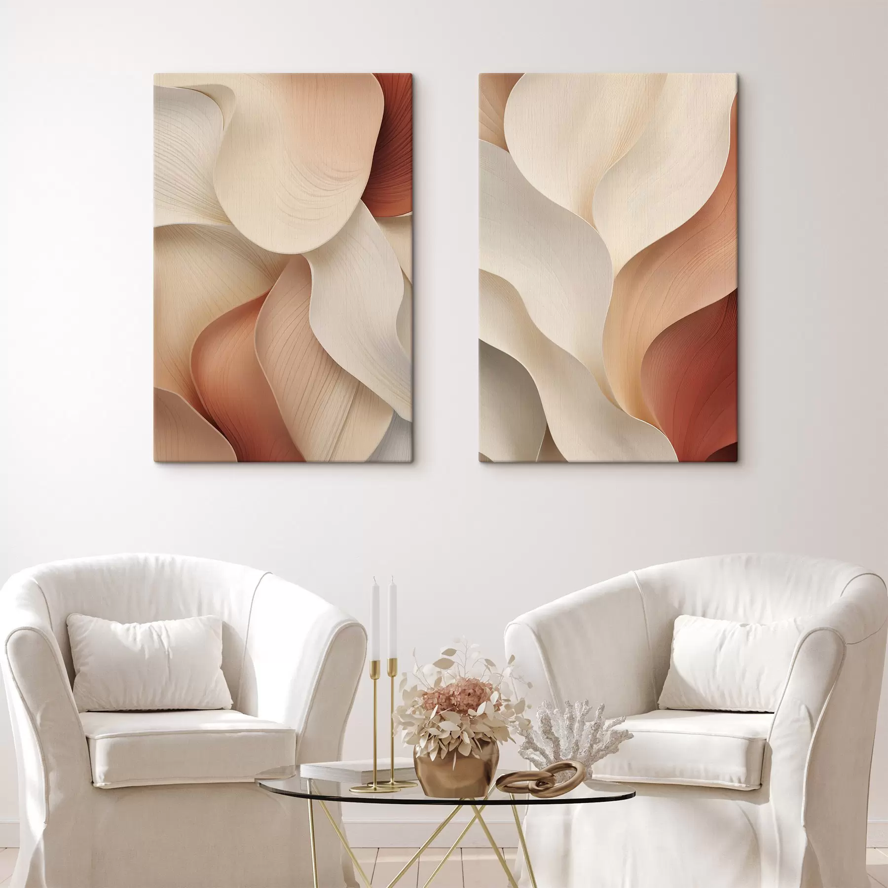 Tablouri Flori albe cu textură, cu petale delicate și fundal abstract m30580