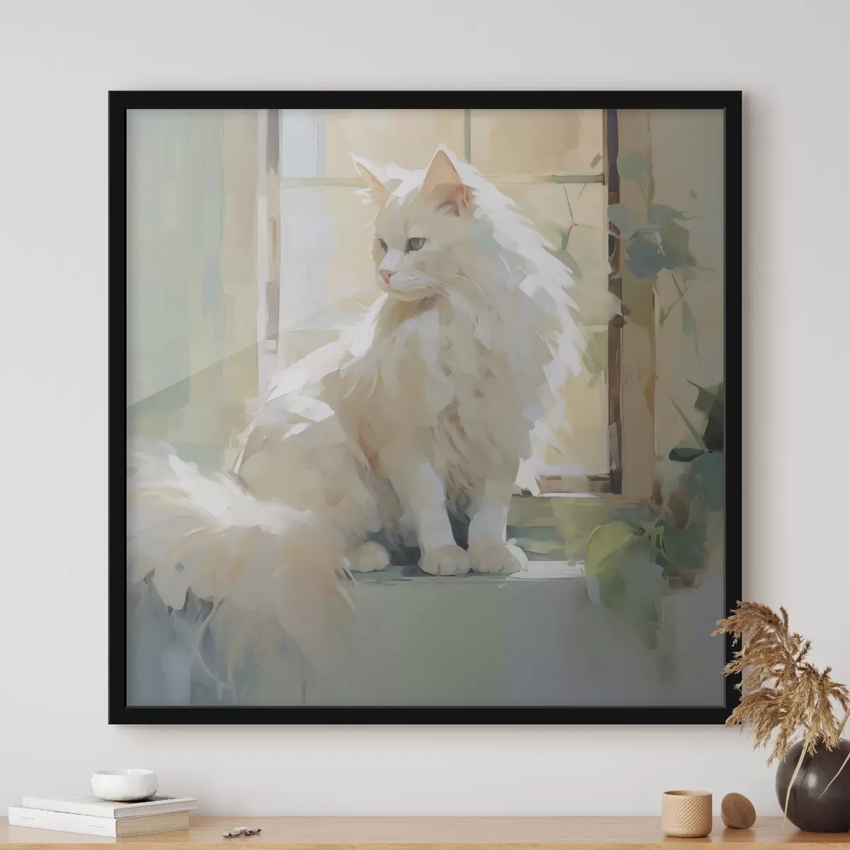Poster O pisică stă lângă o fereastră, imitație de tablou f49603