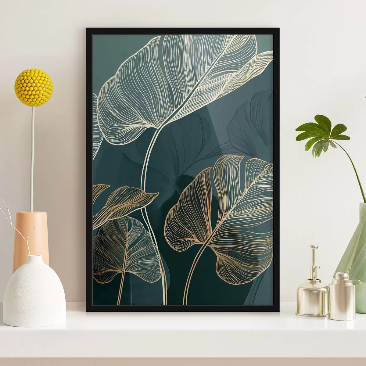 Poster Contururi de frunze tropicale f49372