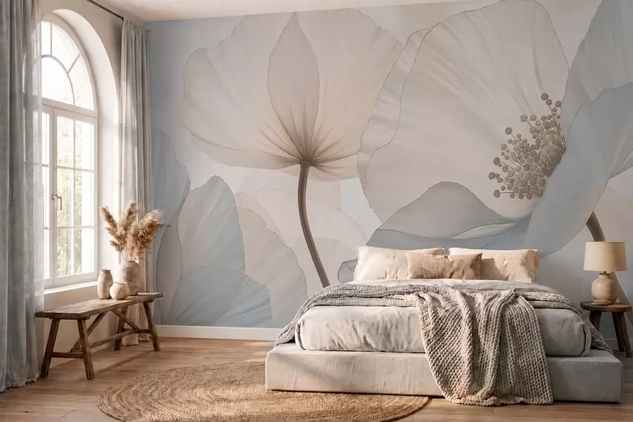 fototapet Flori mari și delicate, în nuanțe pastelate deschise w05692