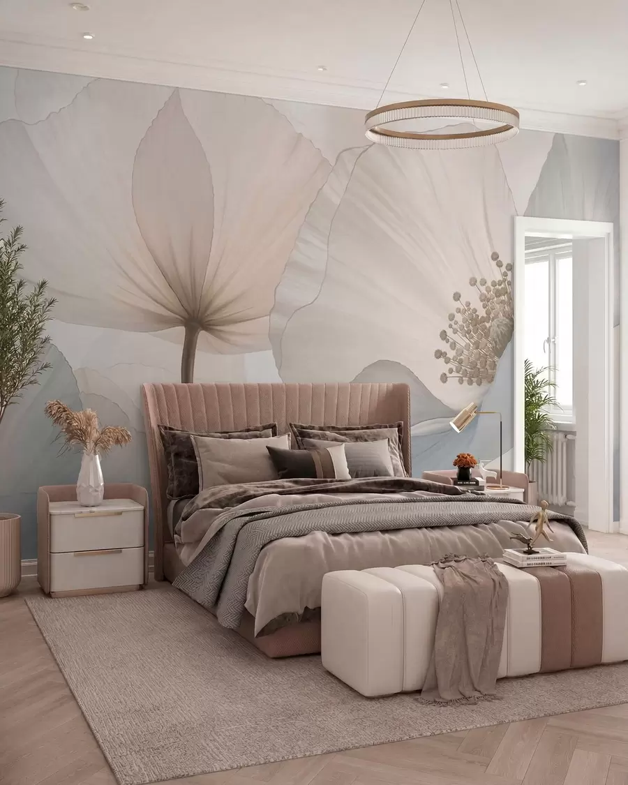 fototapet Flori mari și delicate, în nuanțe pastelate deschise w05692