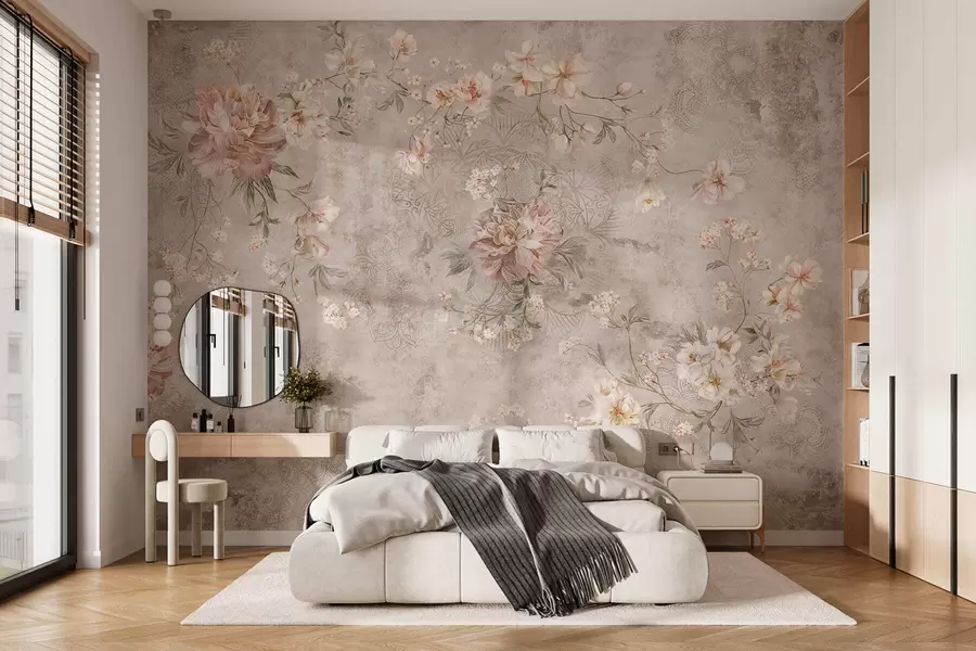 fototapet Ornament floral pe un fundal deschis, cu textură w05698