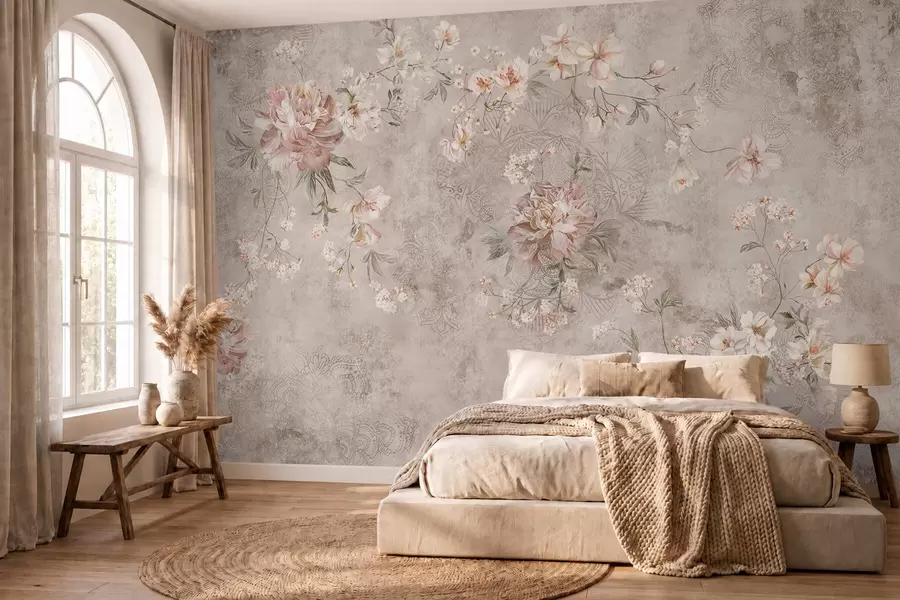 fototapet Ornament floral pe un fundal deschis, cu textură w05698