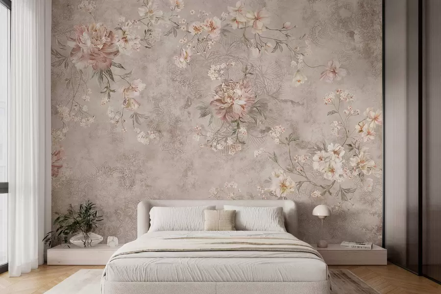fototapet Ornament floral pe un fundal deschis, cu textură w05698