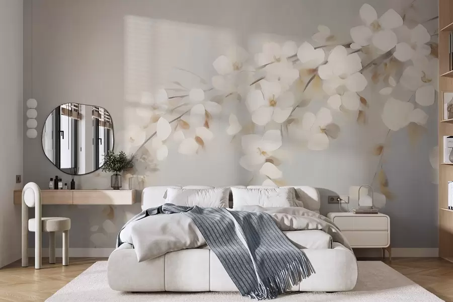 fototapet Ramură abstractă cu flori, imitație de pictură w05665