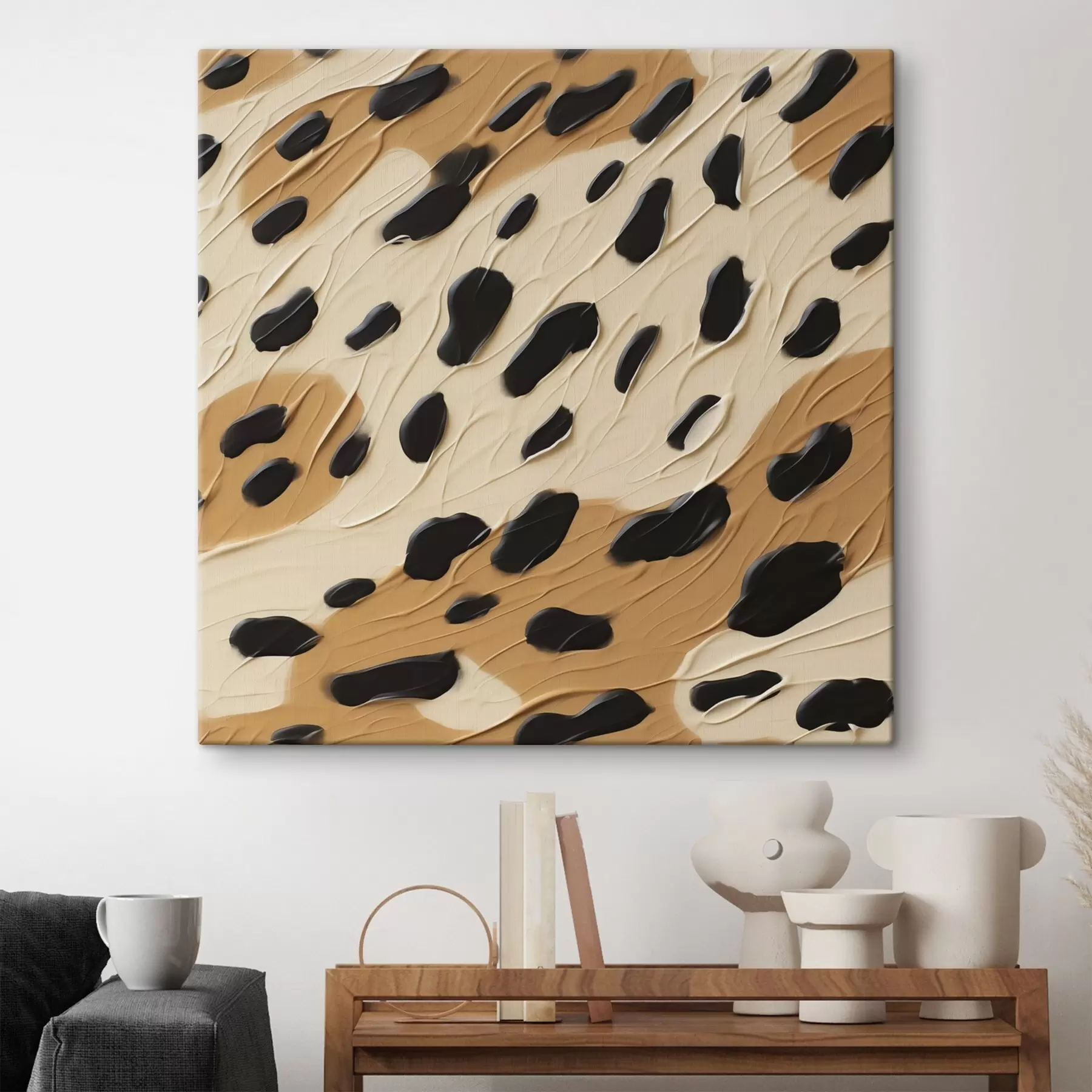 Tablouri Pete negre pe un fundal abstract, imitație de pictură s49750