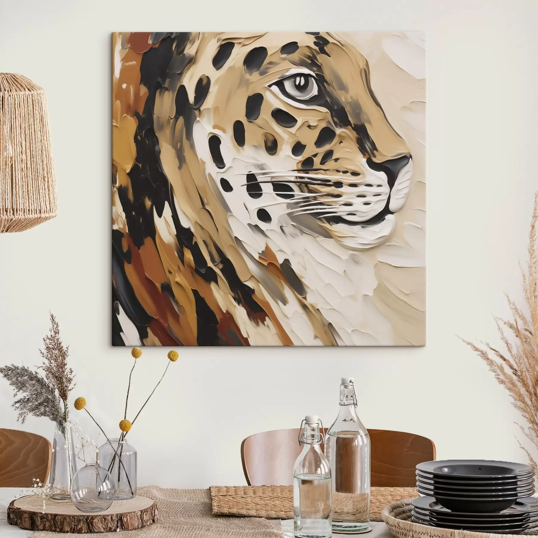 Tablouri Leopard abstract, imitație de pictură s49751