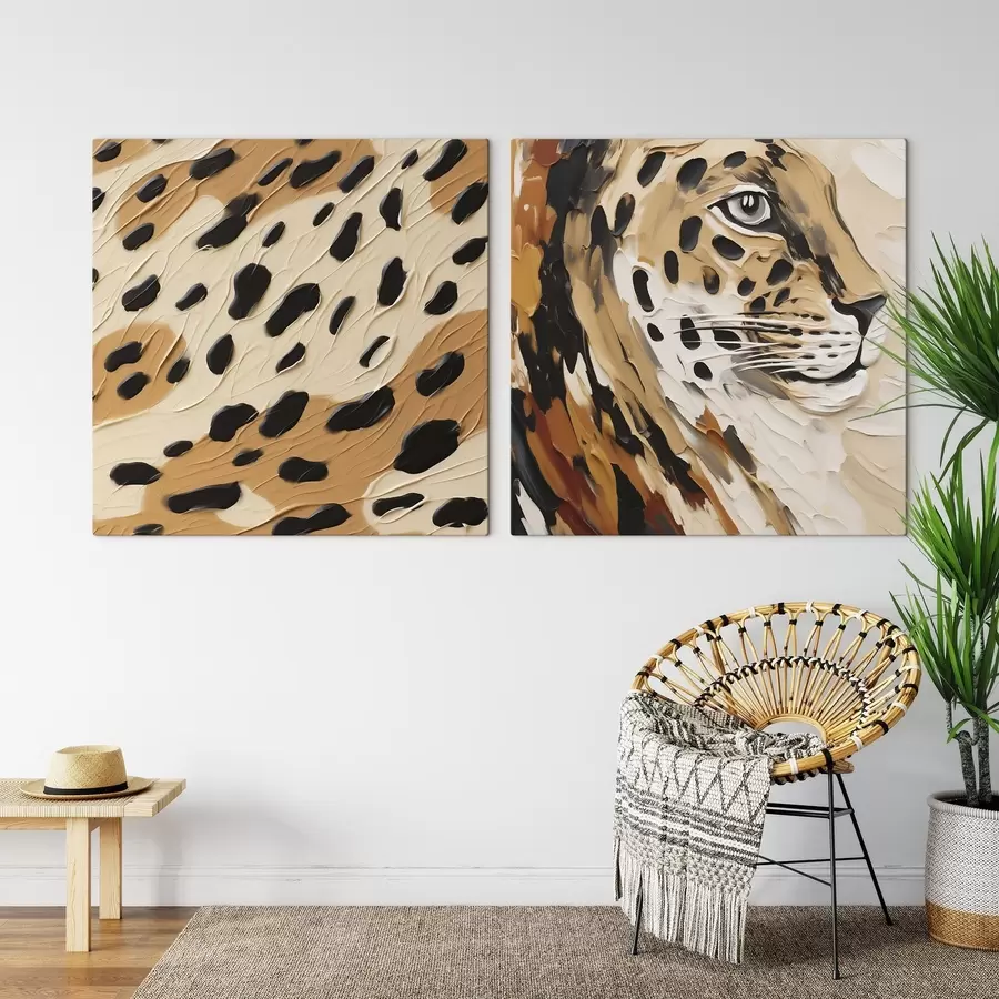 fototapet Leopard abstract, imitație de pictură m30669