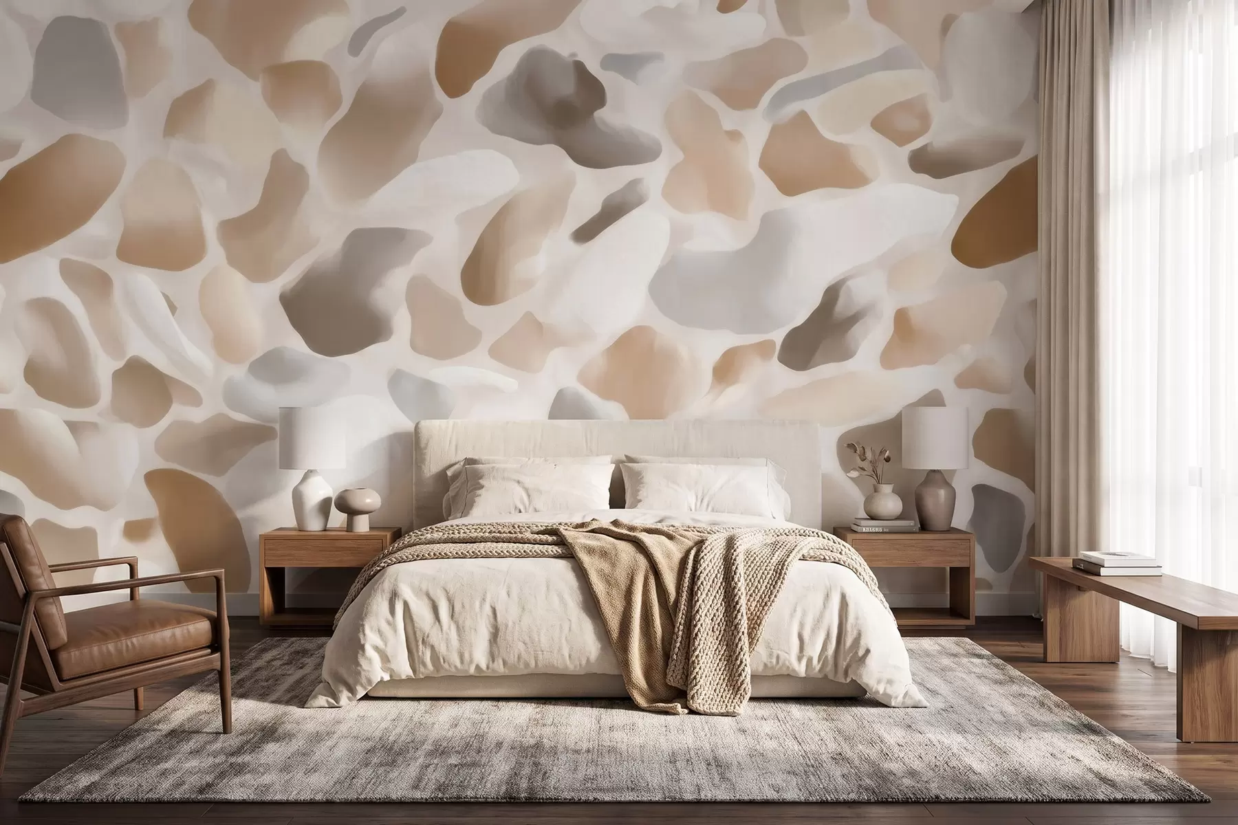 fototapet Textură abstractă de terrazzo natural, în nuanțe deschise w09933
