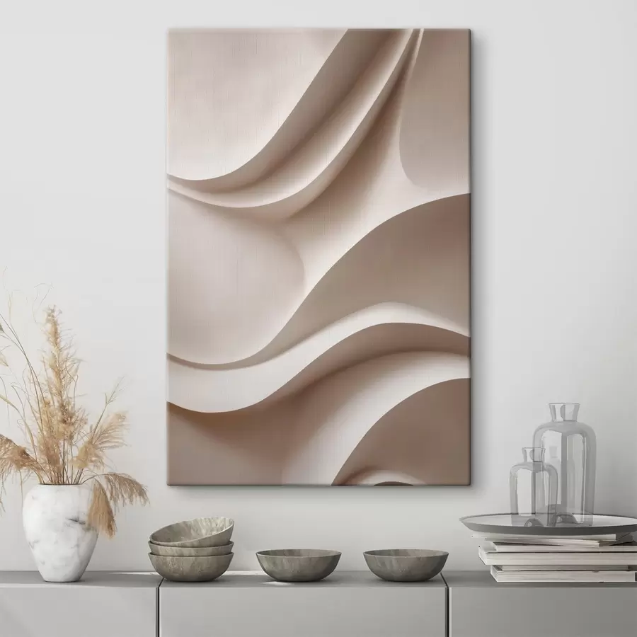 Tablouri Pliuri abstracte, delicate, în nuanțe de bej deschis s49677
