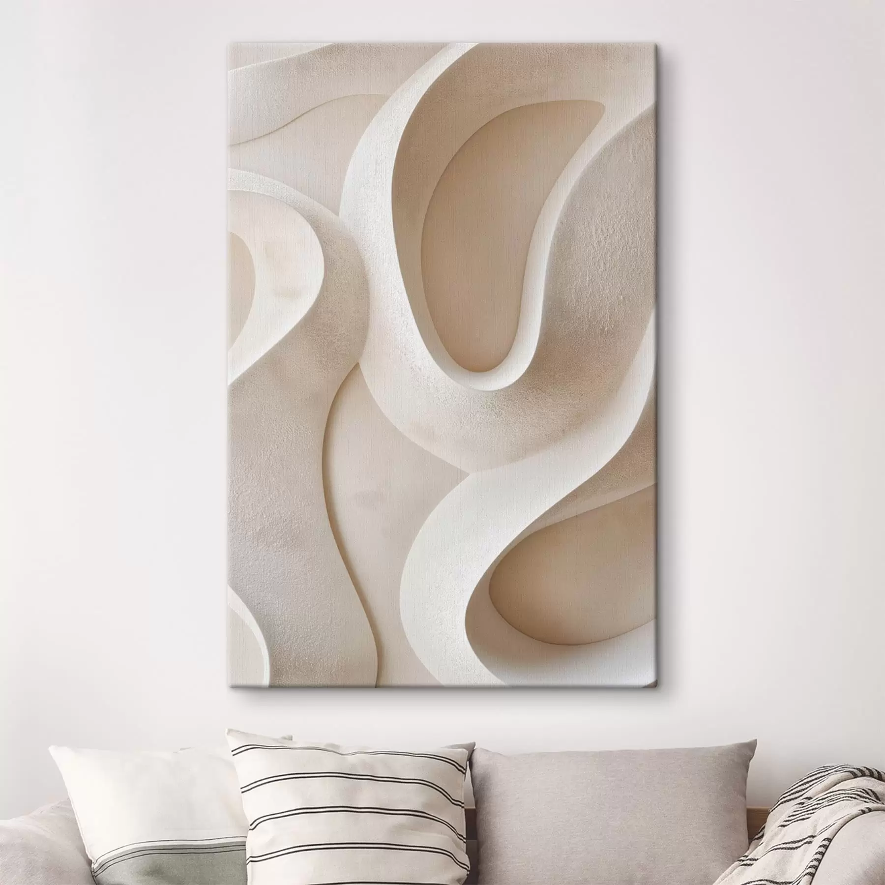 Tablouri Forme abstracte, fluide, în nuanțe de bej deschis s49683