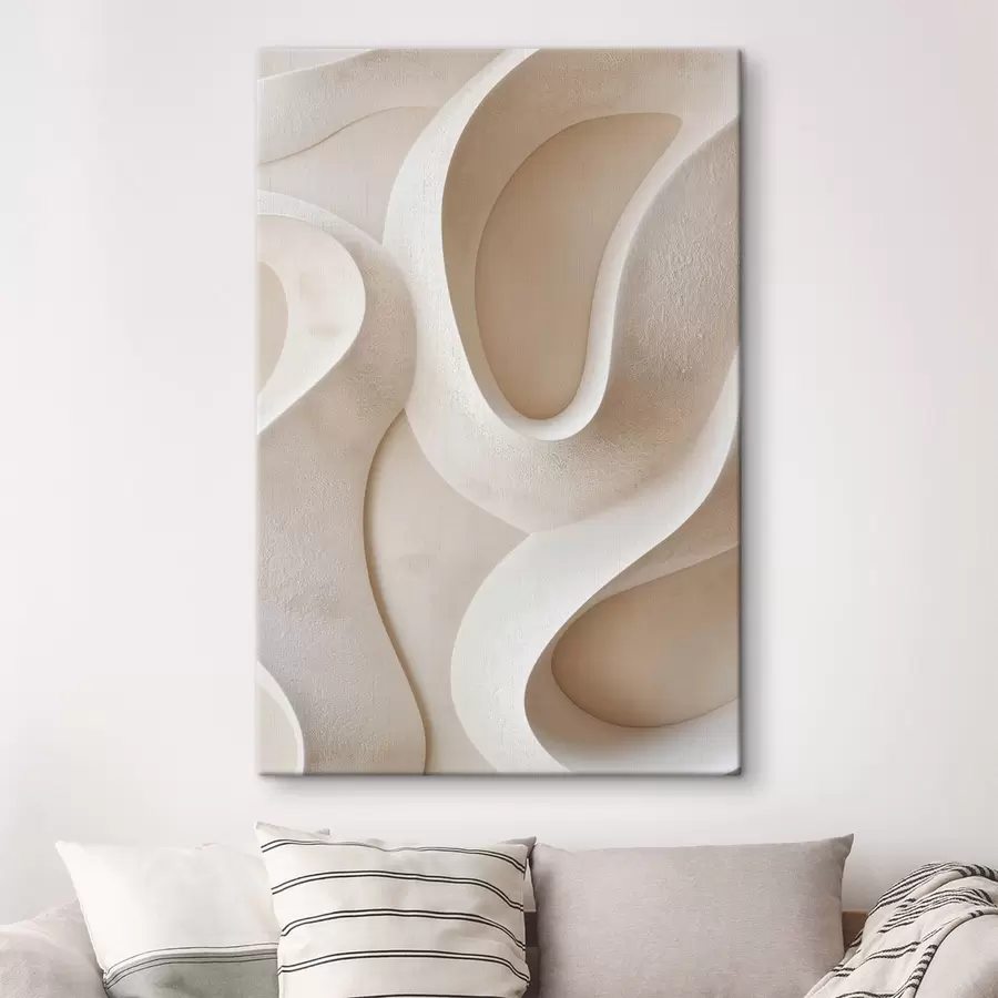 Tablouri Forme abstracte, fluide, în nuanțe de bej deschis s49683
