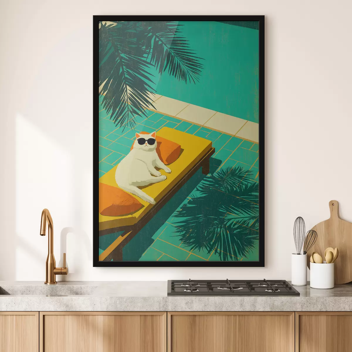 Poster Pisica lângă piscină f49834