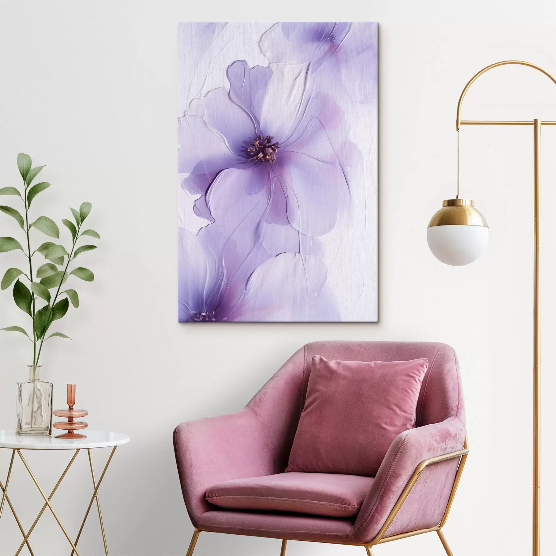 Tablouri Flori delicate, cu detalii complexe și un fundal alb cu textură s49762
