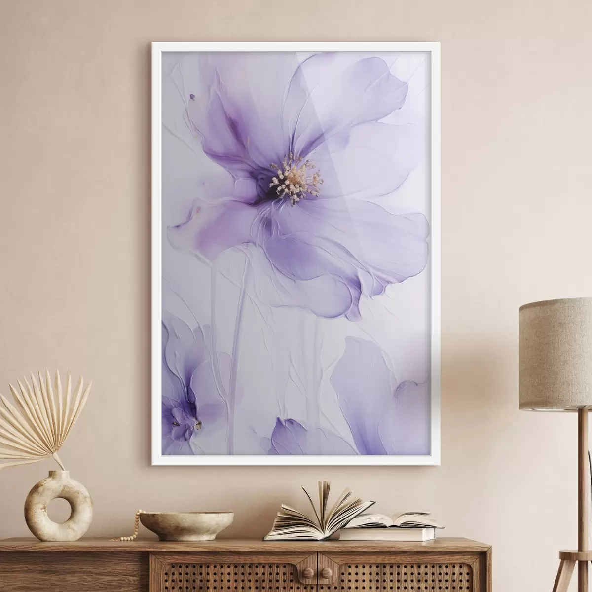Poster Flori delicate, cu detalii complexe și un fundal alb cu textură f49761
