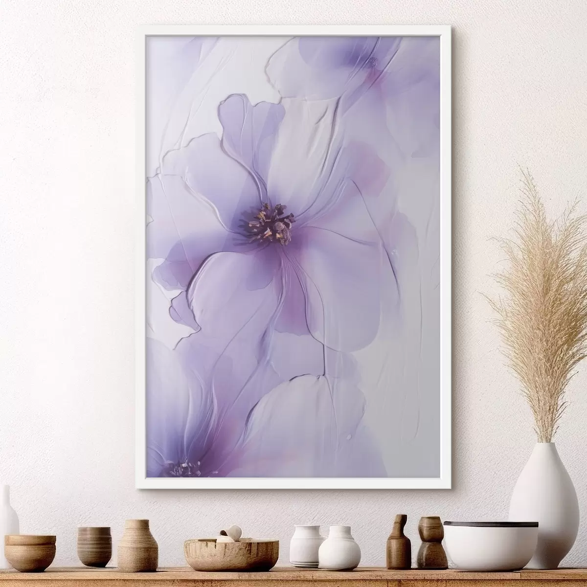 Poster Flori delicate, cu detalii complexe și un fundal alb cu textură f49762