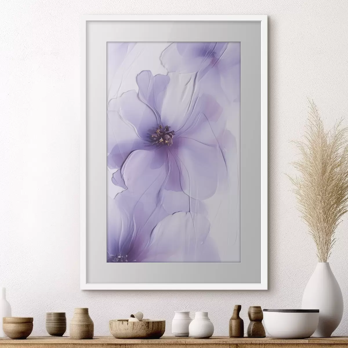 Poster Flori delicate, cu detalii complexe și un fundal alb cu textură f49762