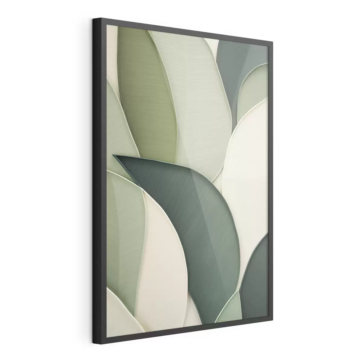 Poster Artă abstractă cu forme organice suprapuse, în nuanțe de verde și crem f49777