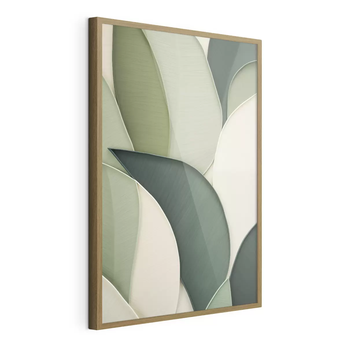 Poster Artă abstractă cu forme organice suprapuse, în nuanțe de verde și crem f49777