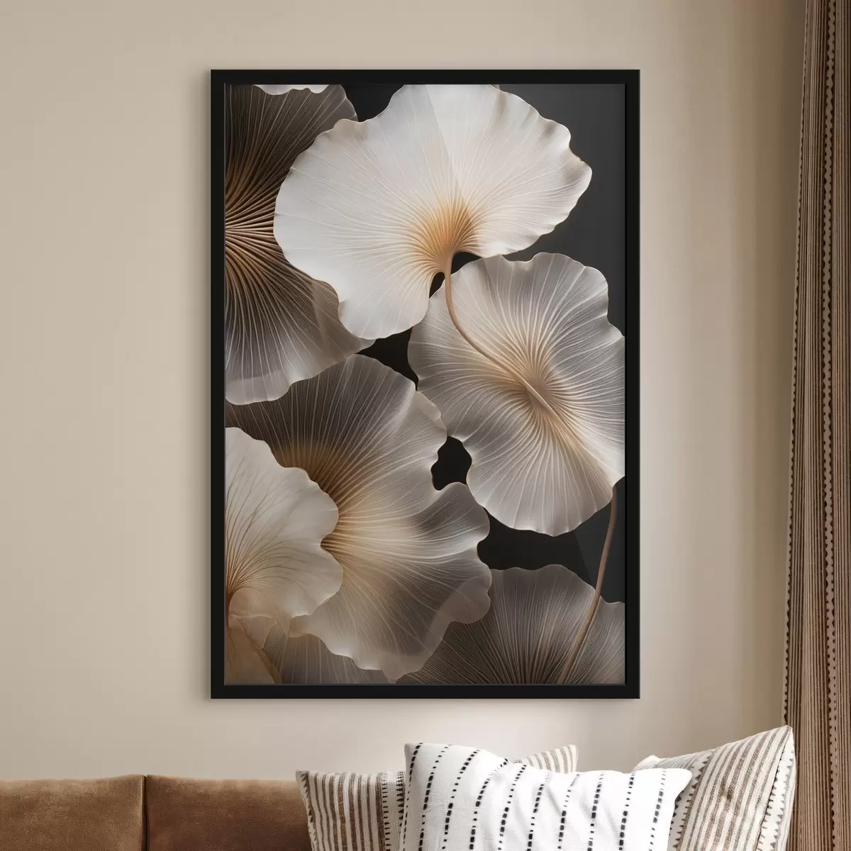 Poster Frunze translucide de ginkgo pe un fundal întunecat f49784