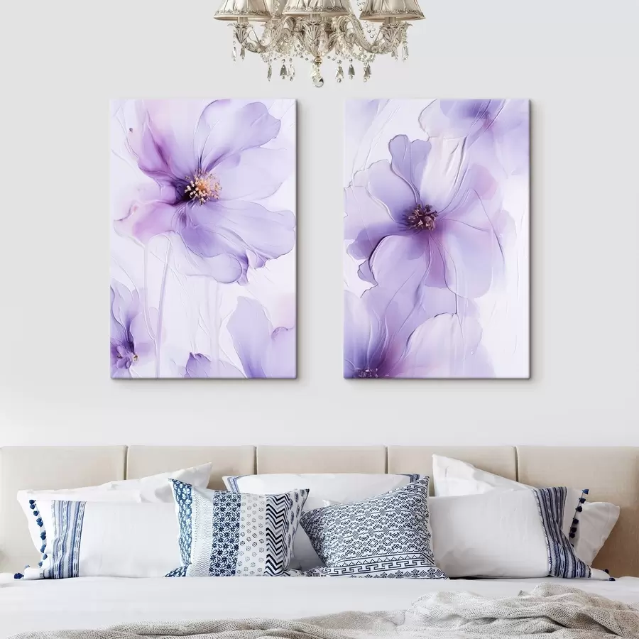 Tablouri Flori delicate, cu detalii complexe și un fundal alb cu textură m30676
