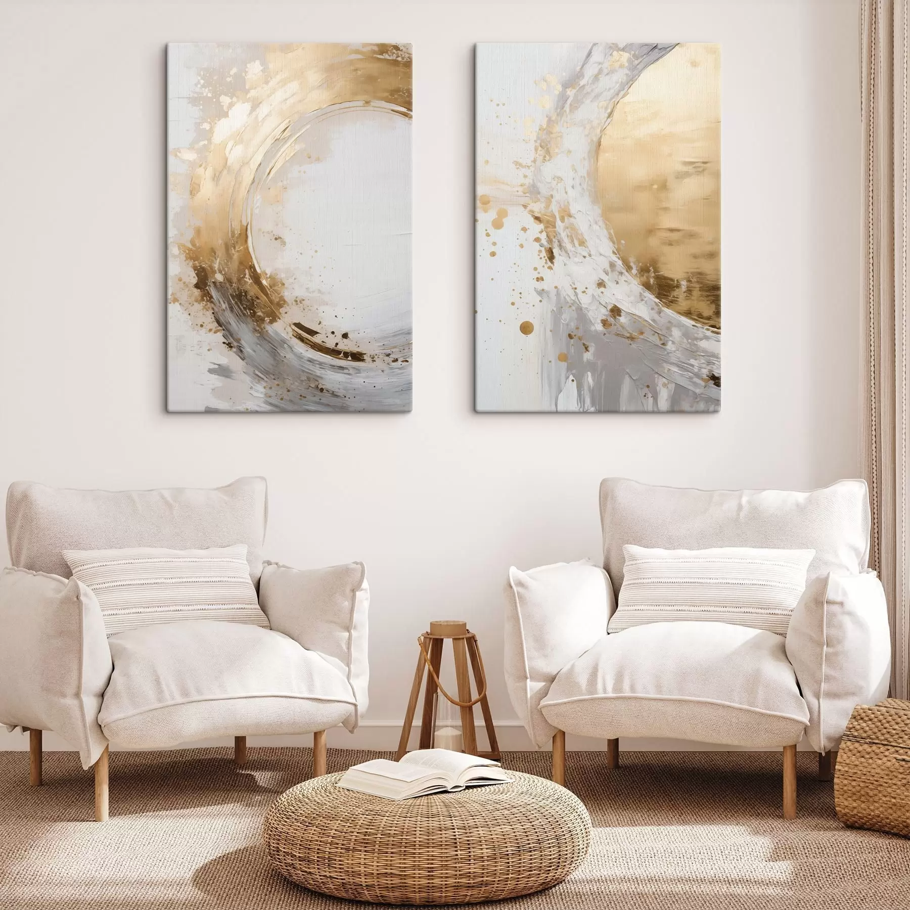 Tablouri Tușe abstracte, care creează o formă circulară, artă modernă cu textură m30690