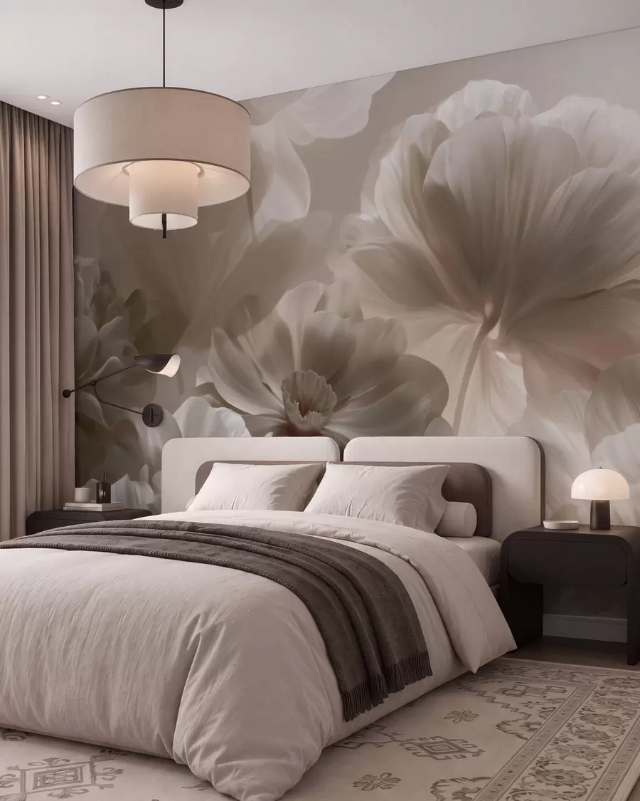 fototapet Petale de magnolie în nuanțe de crem, în stil abstract w09937