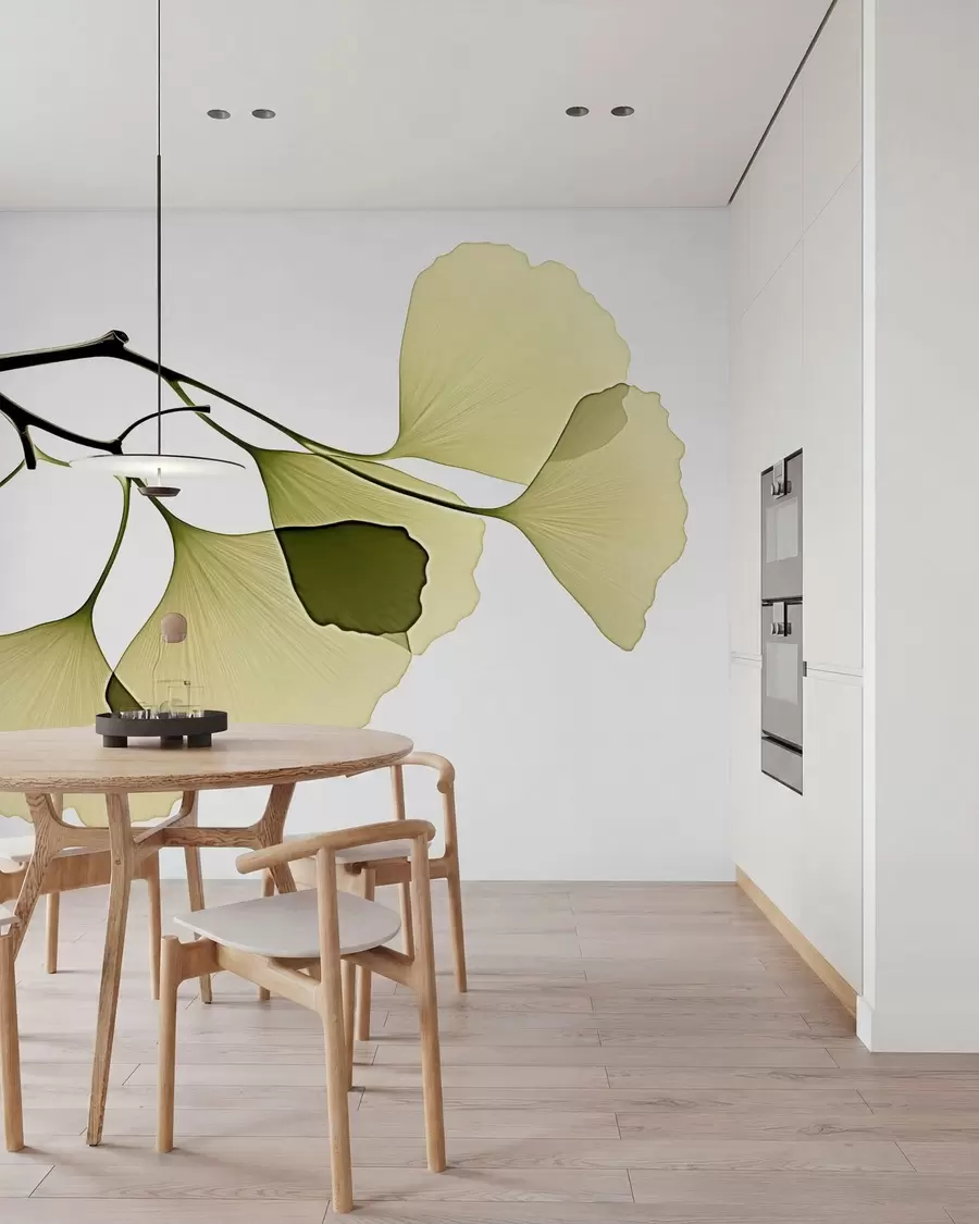 fototapet Frunze de ginkgo în formă de evantai w09968