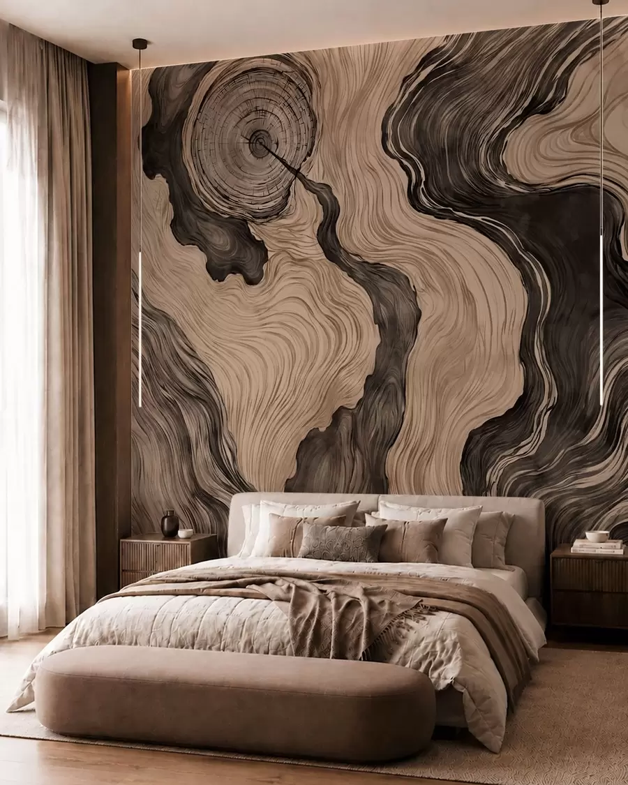 fototapet Un model abstract cu un design liniar care imită fibrele lemnului w05729