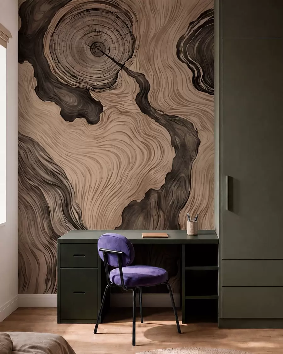 fototapet Un model abstract cu un design liniar care imită fibrele lemnului w05729