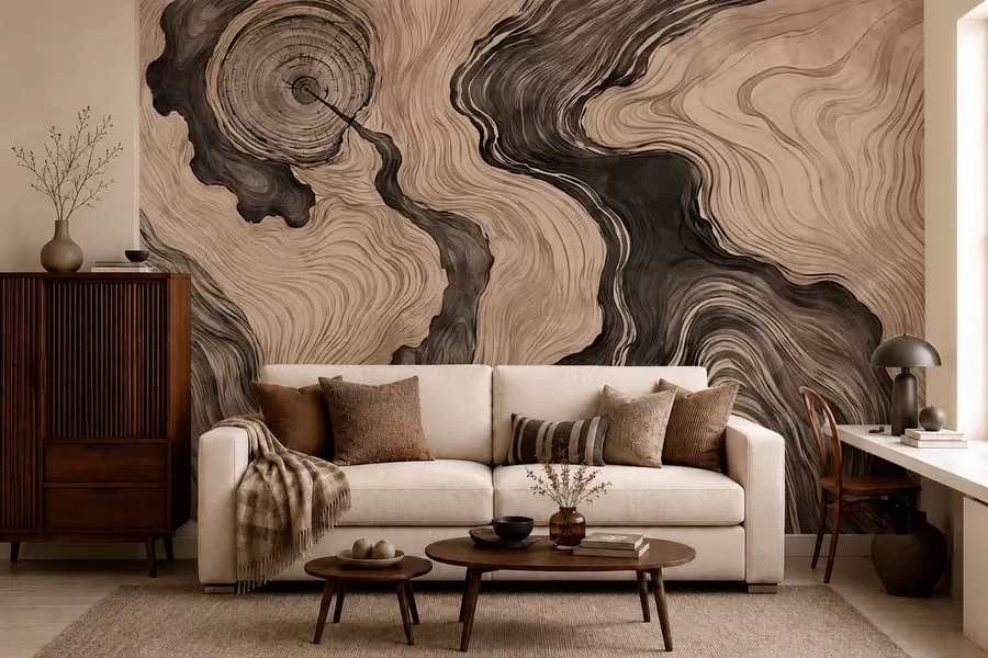 fototapet Un model abstract cu un design liniar care imită fibrele lemnului w05729