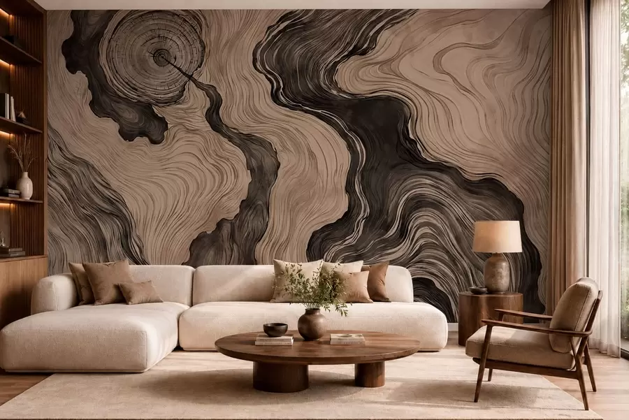 fototapet Un model abstract cu un design liniar care imită fibrele lemnului w05729