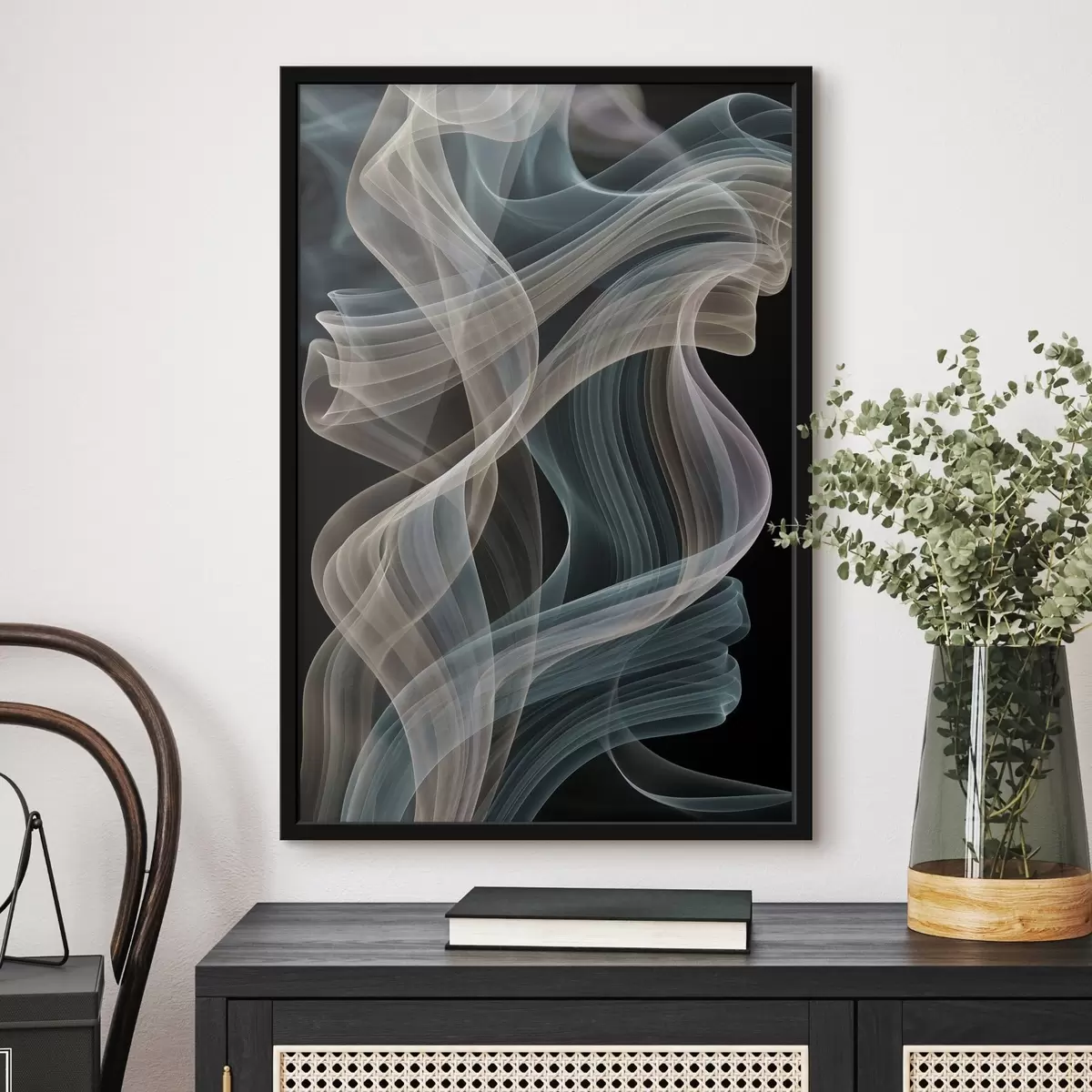 Poster Fum colorat se învârte pe un fundal întunecat f49862