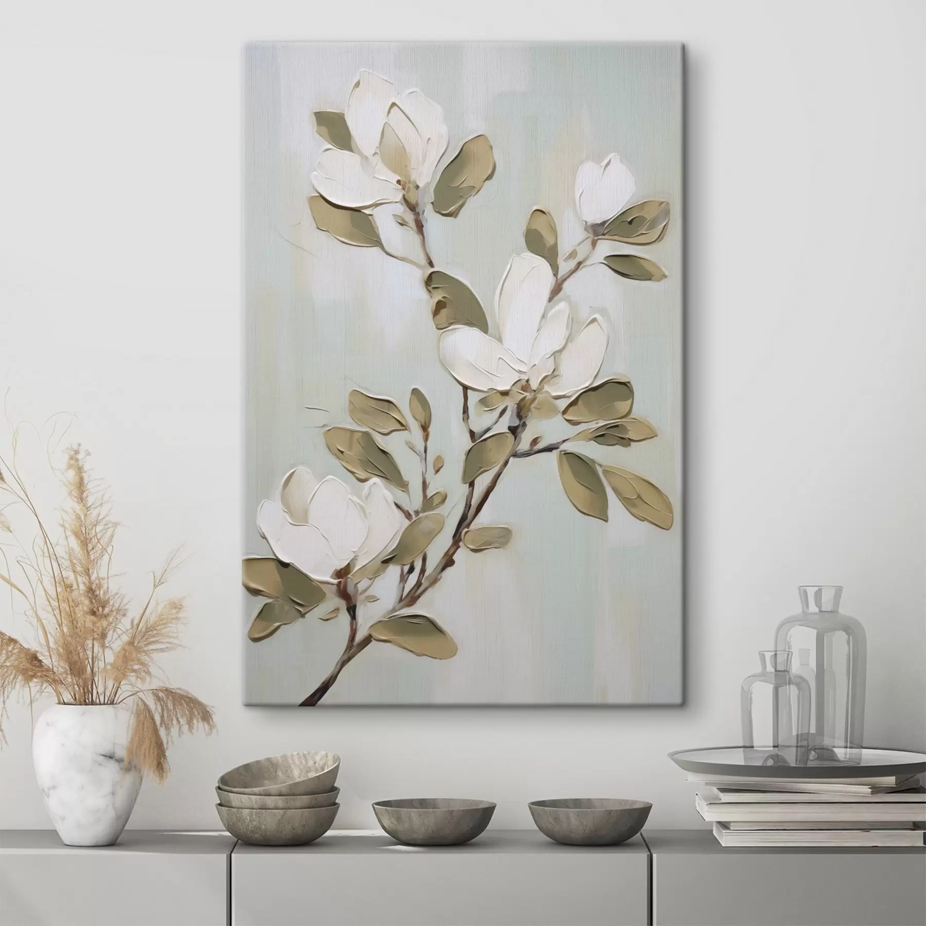Tablouri O ramură cu flori de magnolie, reproducere după o pictură s49902