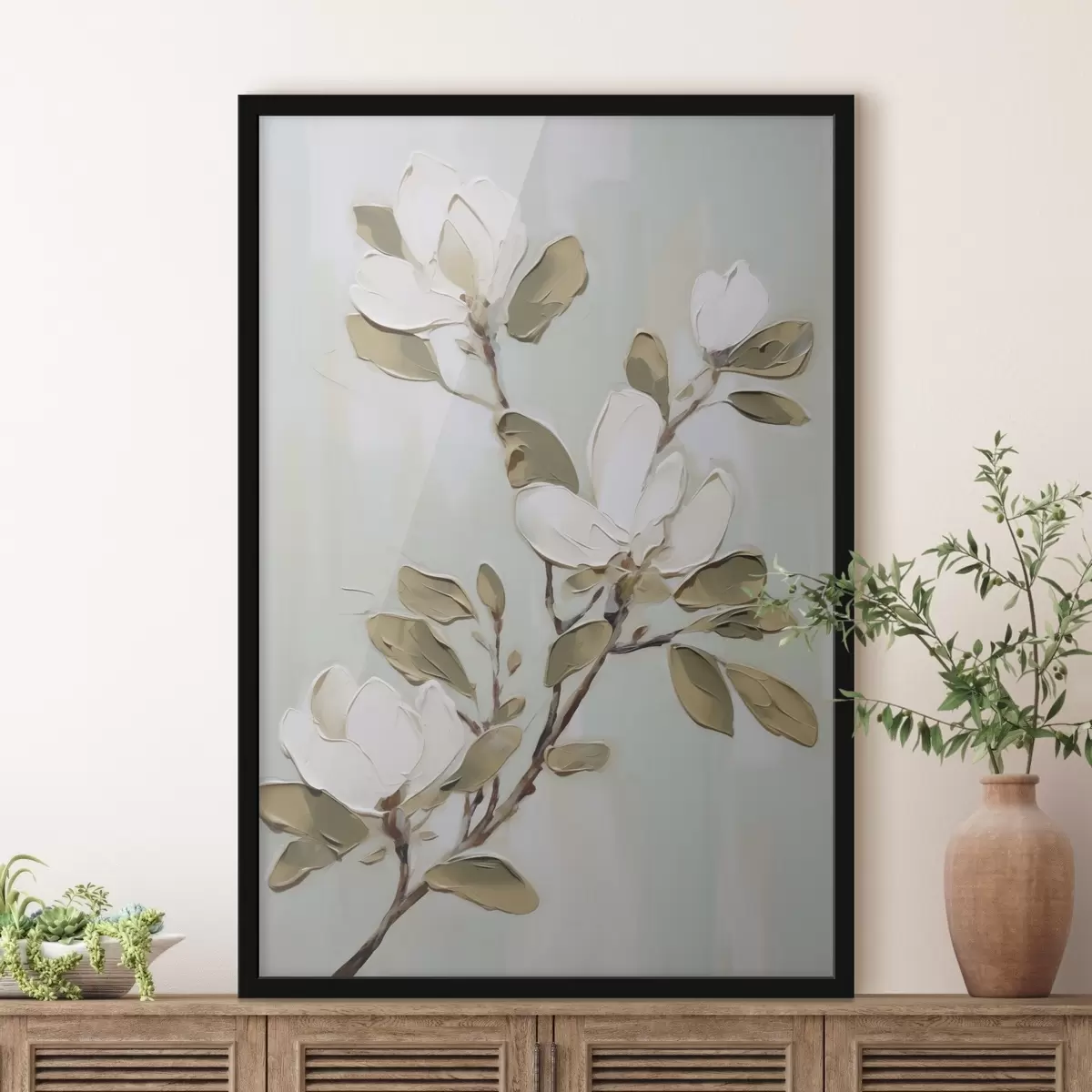 Poster O ramură cu flori de magnolie, reproducere după o pictură f49902